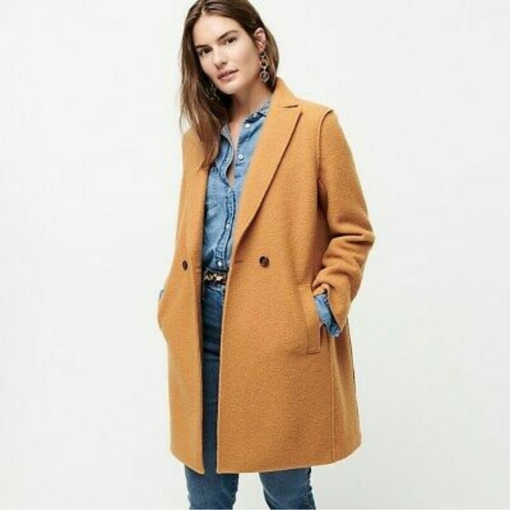 J. Crew Women's Daphne Boiled Wool Coat 0 Petite Camel